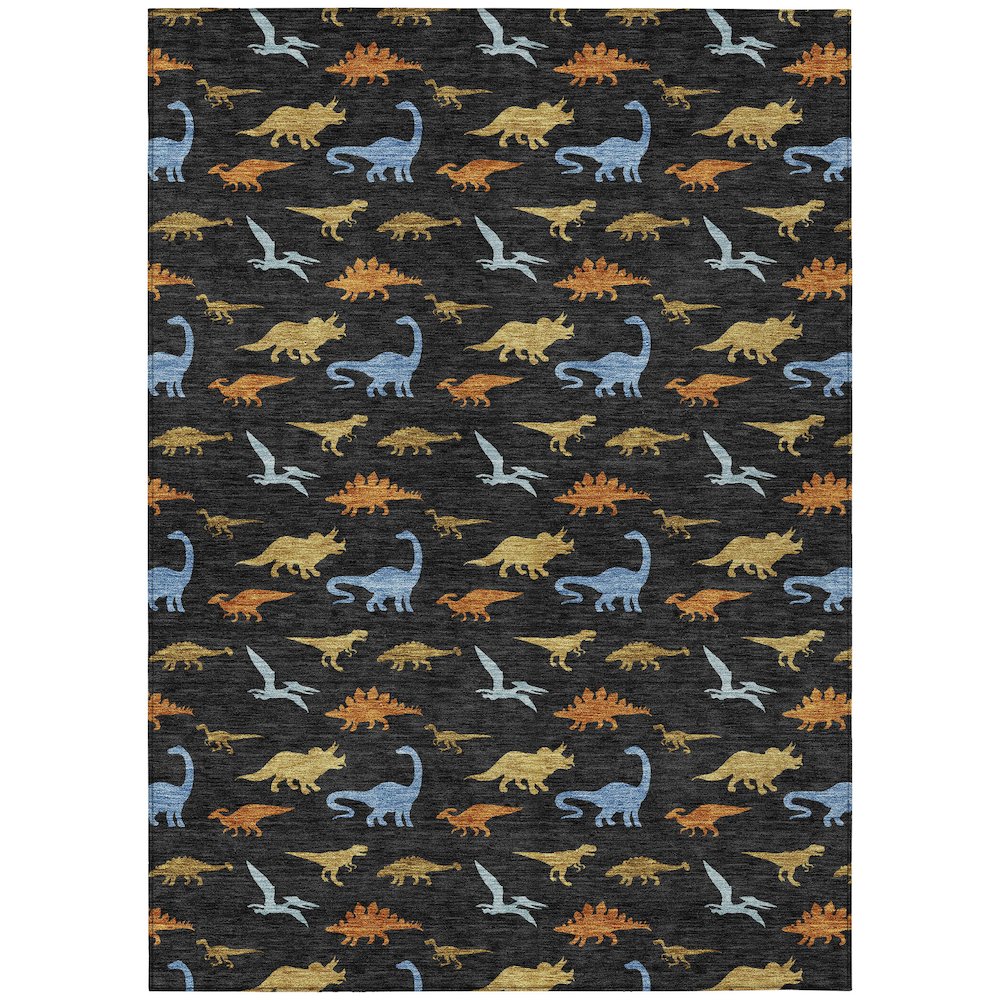 Machine Washable Indoor/Outdoor Chantille ACN2622 Black 9' x 12' Rug. Picture 1