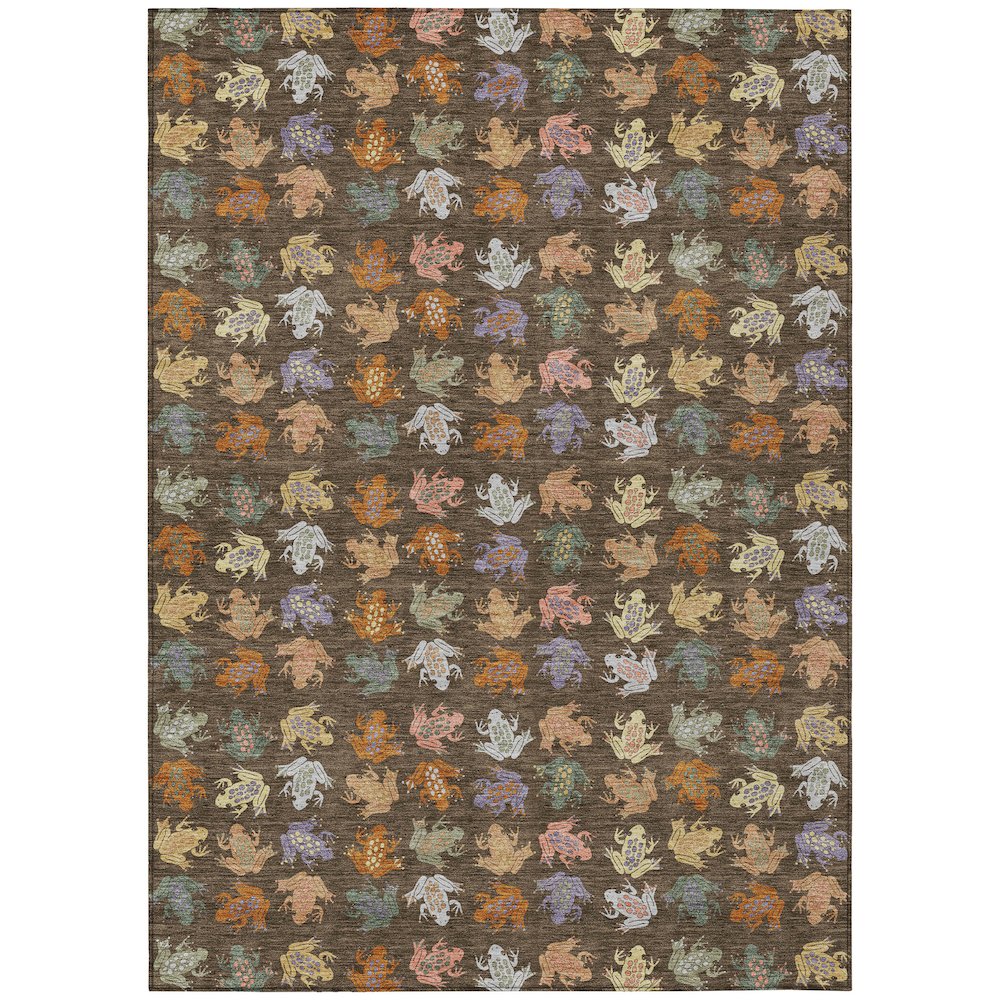 Machine Washable Indoor/Outdoor Chantille ACN2623 Brown 9' x 12' Rug. Picture 1