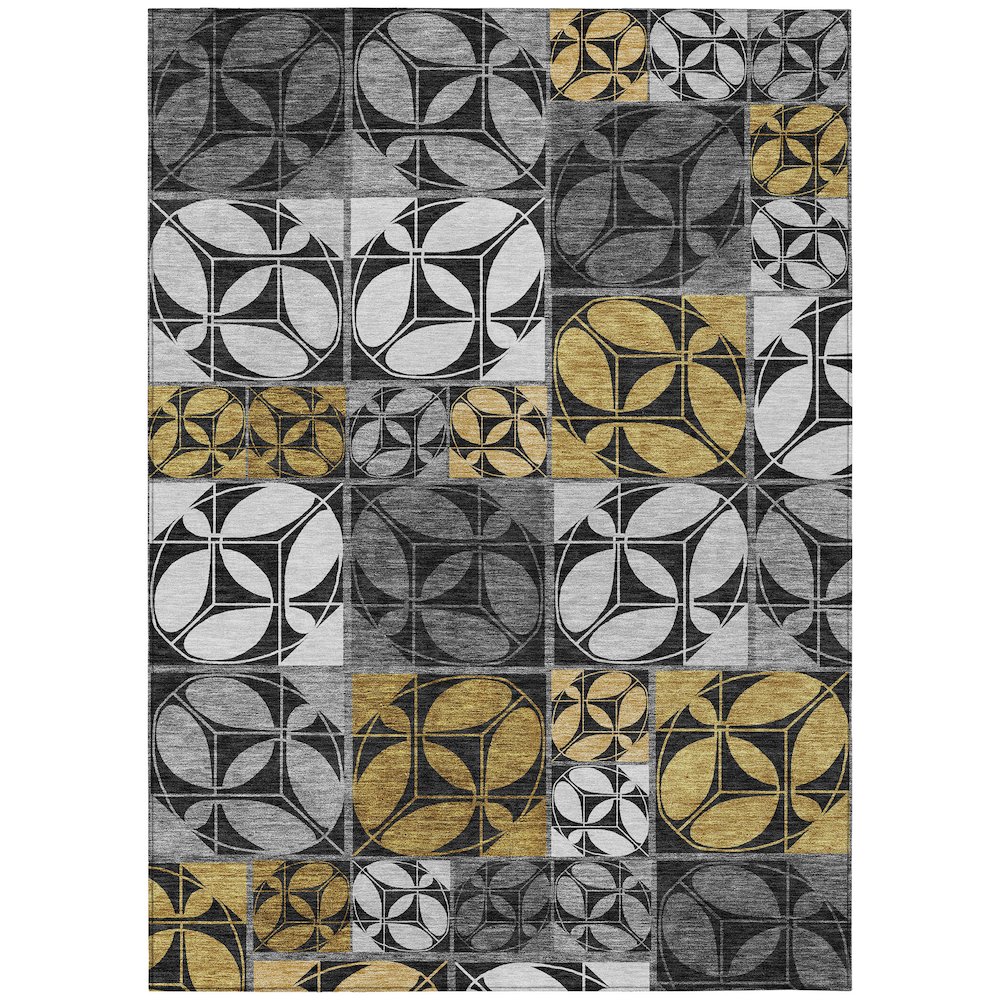 Machine Washable Indoor/Outdoor Chantille ACN2626 Black 9' x 12' Rug. Picture 1