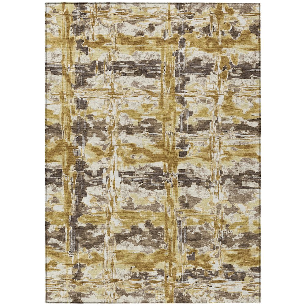 Machine Washable Indoor/Outdoor Chantille ACN2627 Gold 9' x 12' Rug. Picture 1