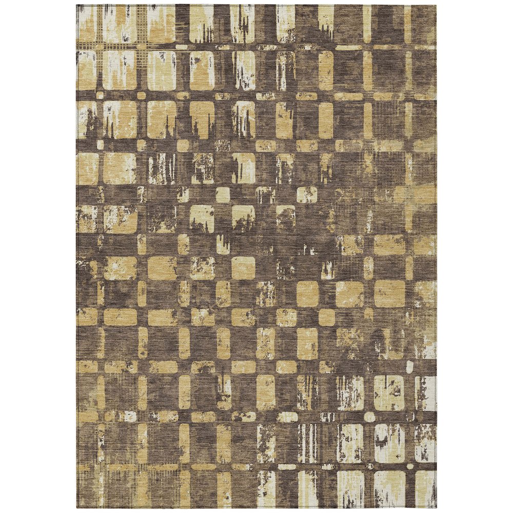 Machine Washable Indoor/Outdoor Chantille ACN2628 Brown 9' x 12' Rug. Picture 1