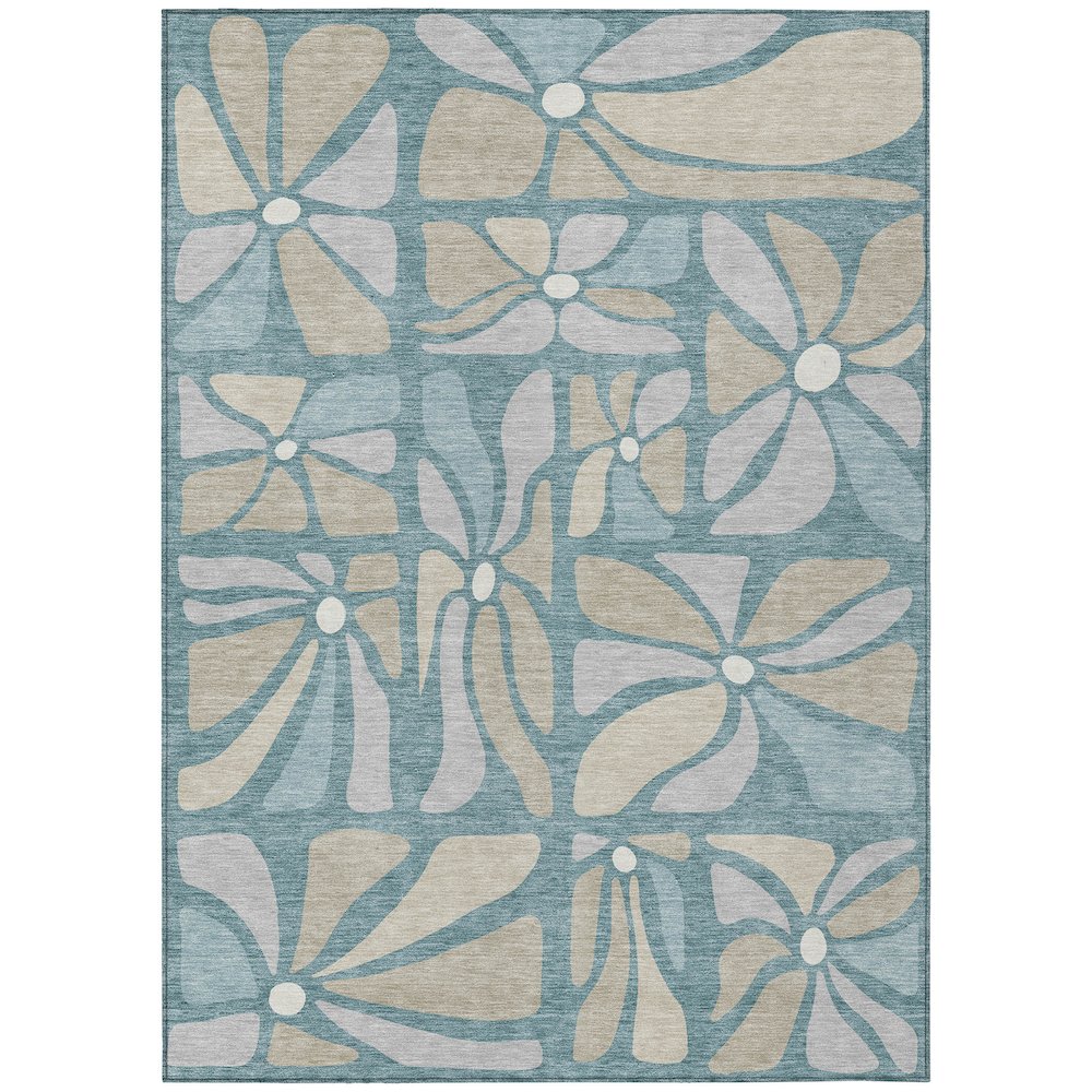 Machine Washable Indoor/Outdoor Chantille ACN2630 Teal 9' x 12' Rug. Picture 1