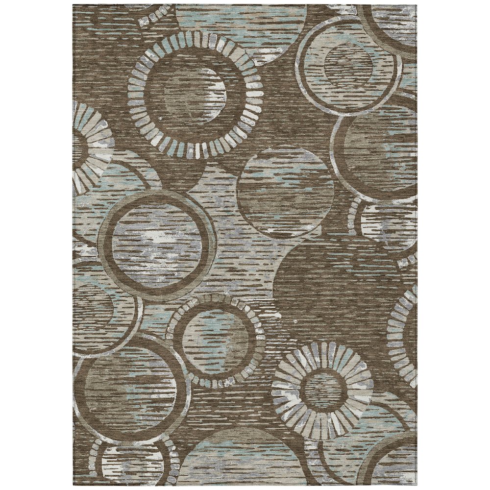 Machine Washable Indoor/Outdoor Chantille ACN2633 Brown 9' x 12' Rug. Picture 1