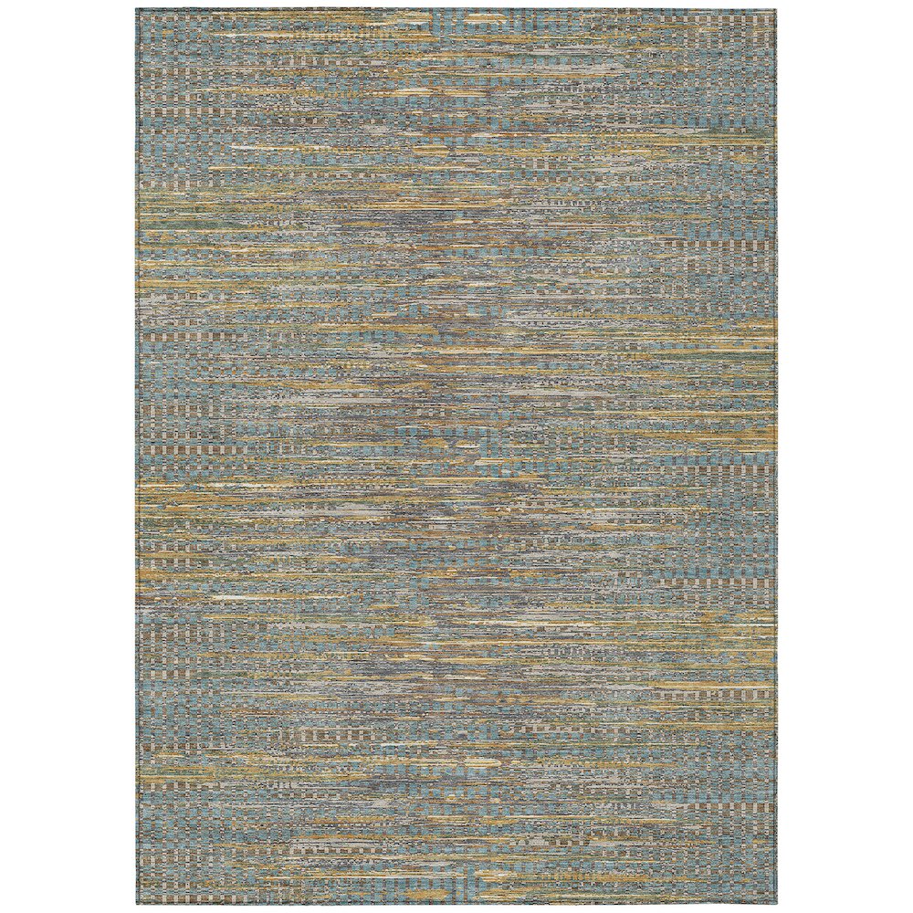 Machine Washable Indoor/Outdoor Chantille ACN2642 Teal 9' x 12' Rug. Picture 1