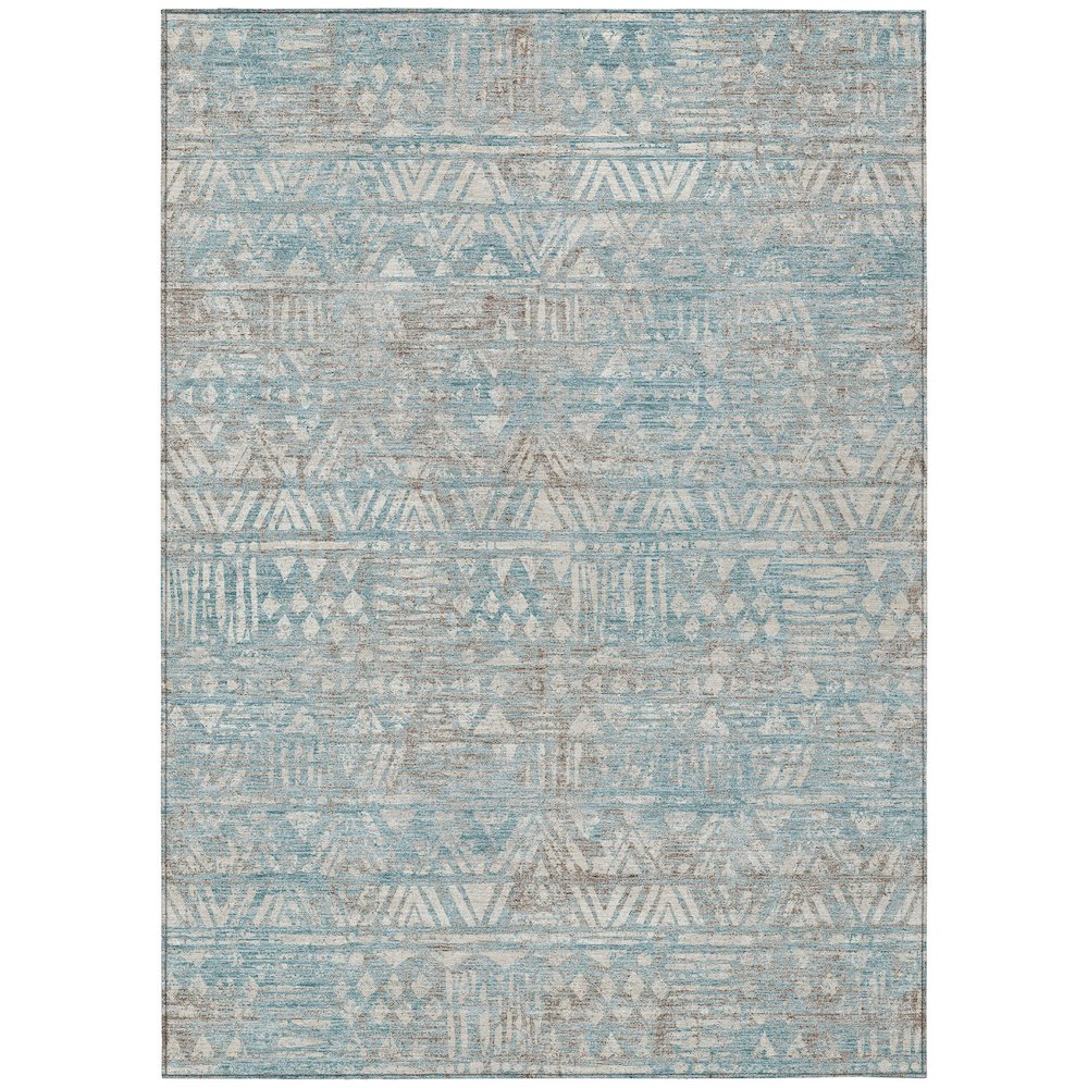 Machine Washable Indoor/Outdoor Chantille ACN2645 Teal 9' x 12' Rug. Picture 1