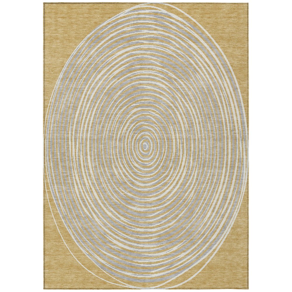 Machine Washable Indoor/Outdoor Chantille ACN2647 Gold 9' x 12' Rug. Picture 1