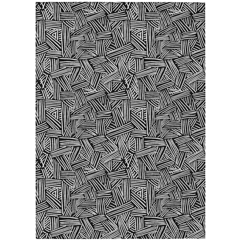 Machine Washable Indoor/Outdoor Chantille ACN2648 Black 9' x 12' Rug. Picture 1