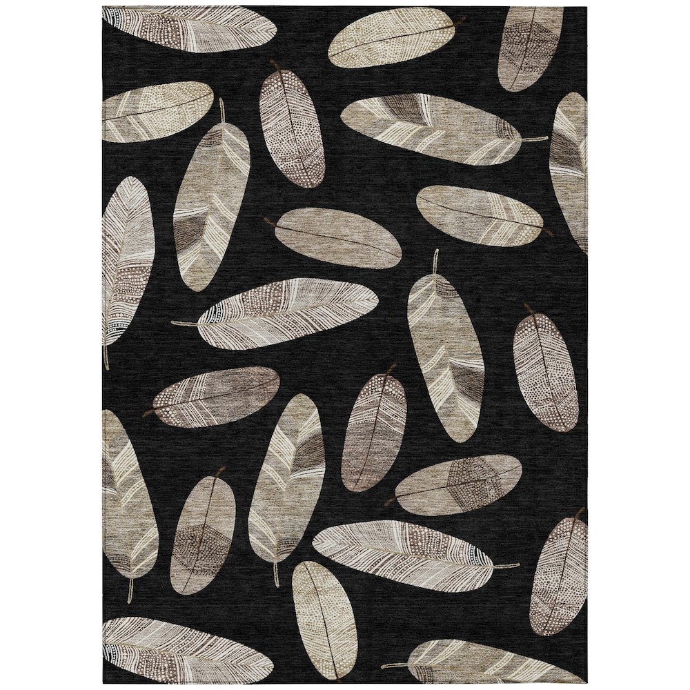 Machine Washable Indoor/Outdoor Chantille ACN2649 Black 9' x 12' Rug. Picture 1