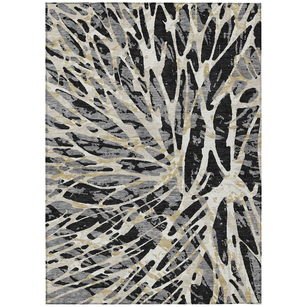 Machine Washable Indoor/Outdoor Chantille ACN2651 Black 9' x 12' Rug. Picture 1