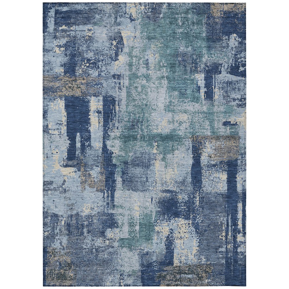 Machine Washable Indoor/Outdoor Chantille ACN2655 Blue 9' x 12' Rug. Picture 1