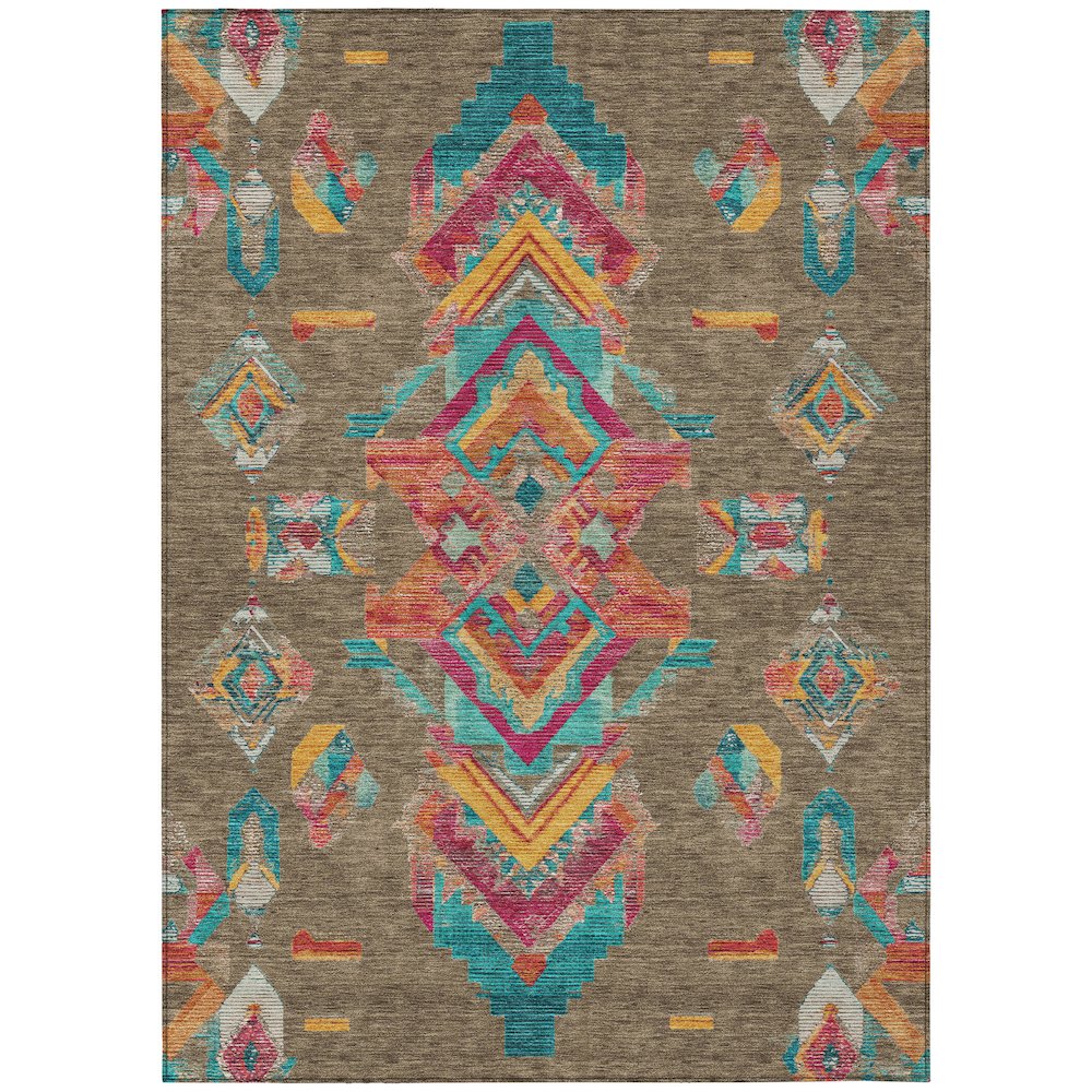 Machine Washable Indoor/Outdoor Chantille ACN2661 Brown 9' x 12' Rug. Picture 1