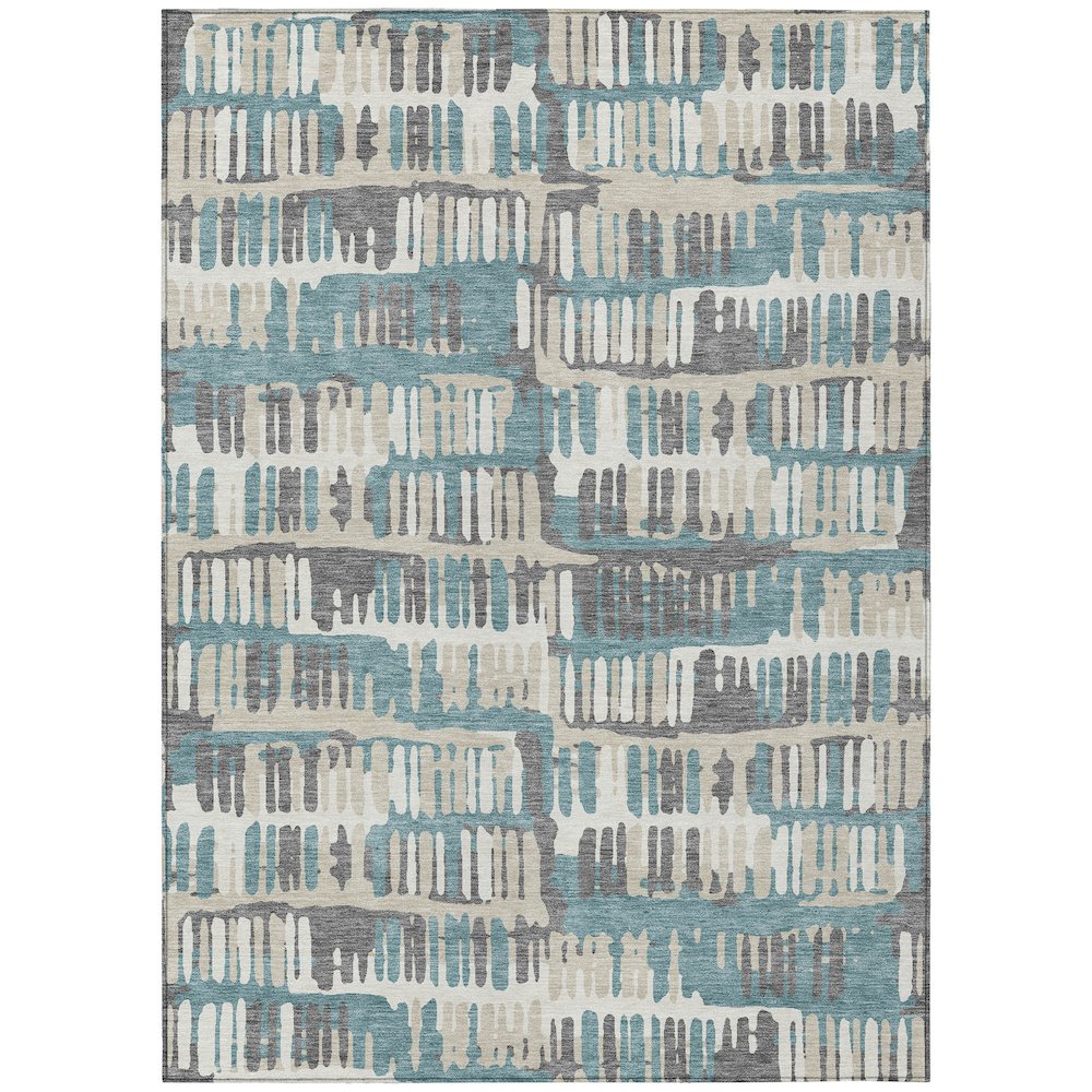 Machine Washable Indoor/Outdoor Chantille ACN2663 Teal 9' x 12' Rug. Picture 1