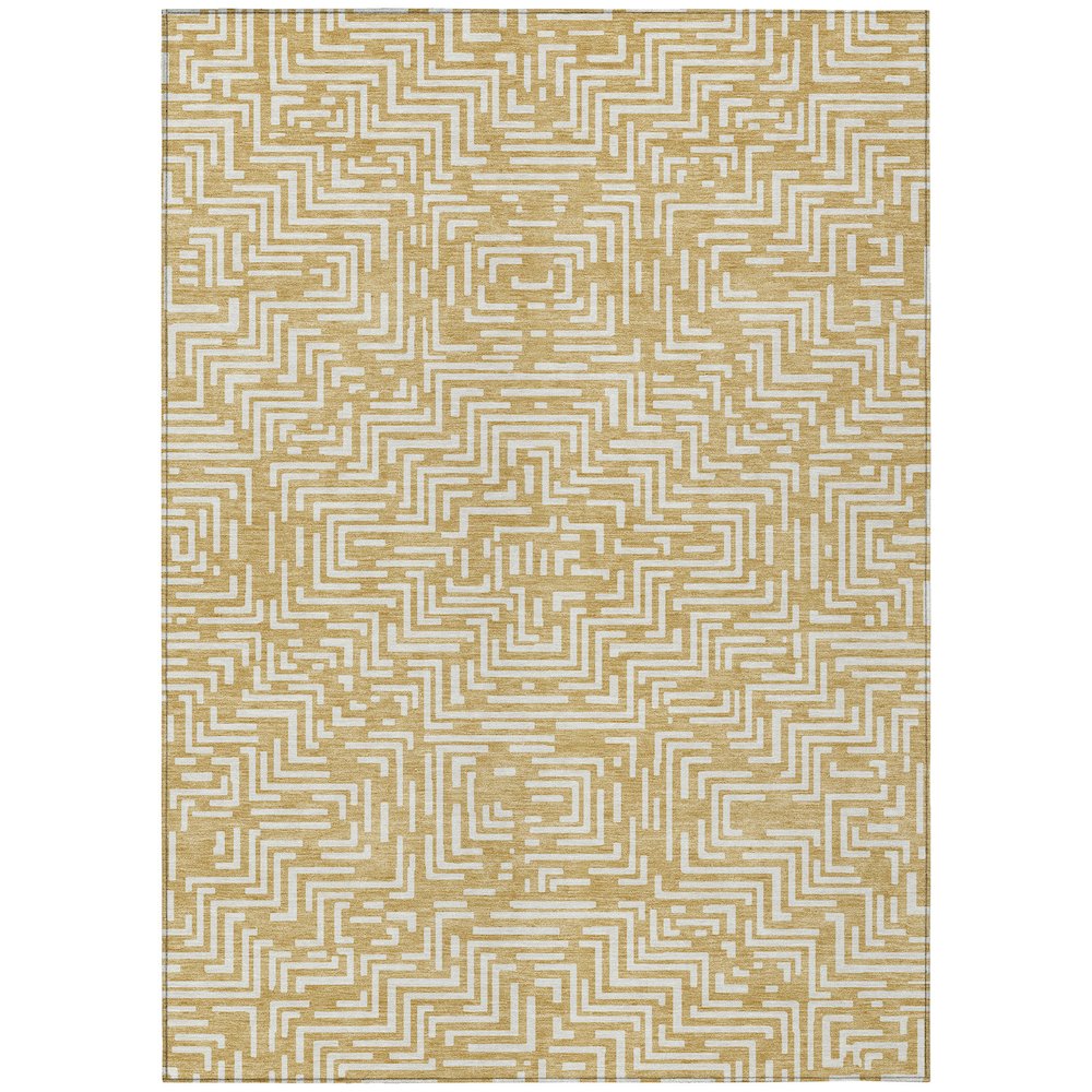 Machine Washable Indoor/Outdoor Chantille ACN2664 Gold 9' x 12' Rug. Picture 1