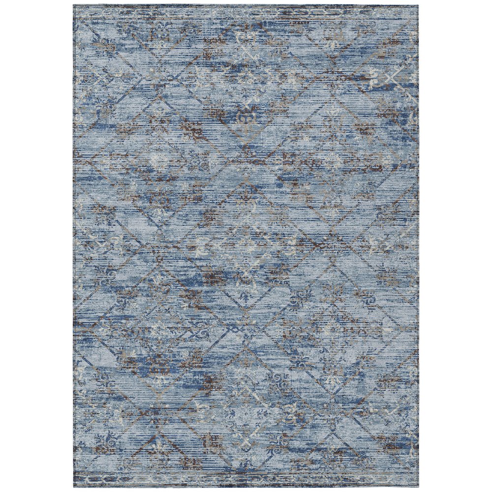 Machine Washable Indoor/Outdoor Chantille ACN2665 Blue 9' x 12' Rug. Picture 1