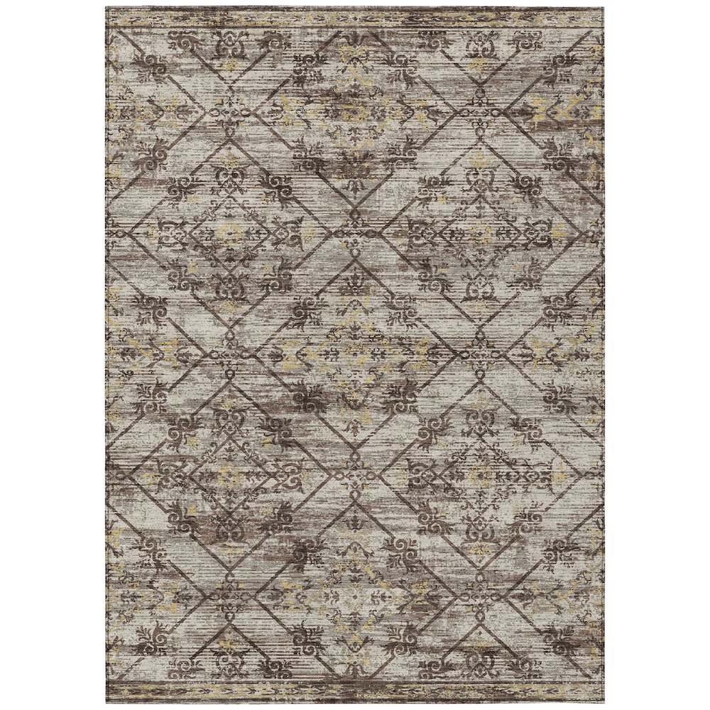 Machine Washable Indoor/Outdoor Chantille ACN2665 Brown 9' x 12' Rug. Picture 1