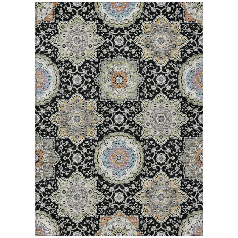 Machine Washable Indoor/Outdoor Chantille ACN2667 Black 9' x 12' Rug. Picture 1