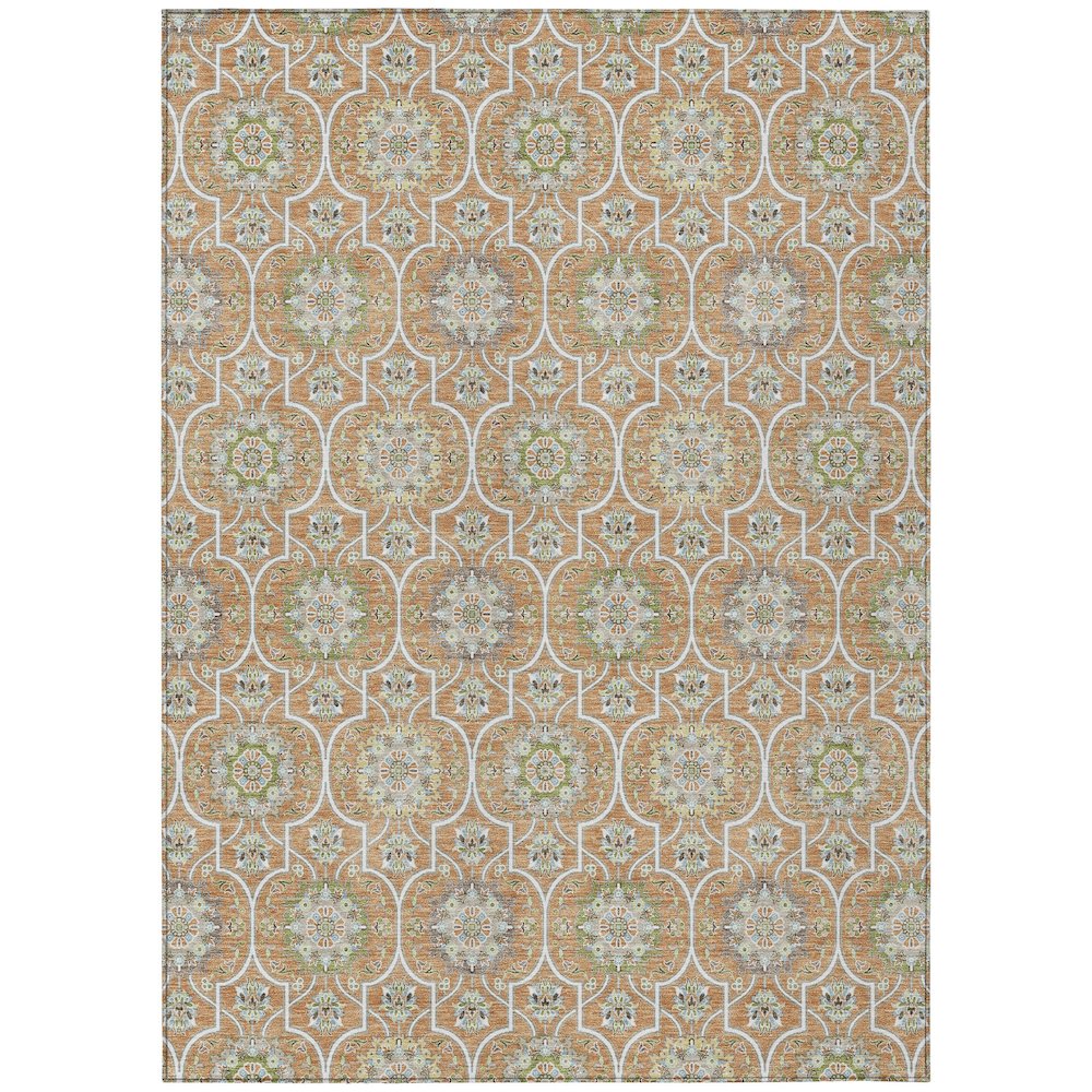 Machine Washable Indoor/Outdoor Chantille ACN2670 Orange 9' x 12' Rug. Picture 1