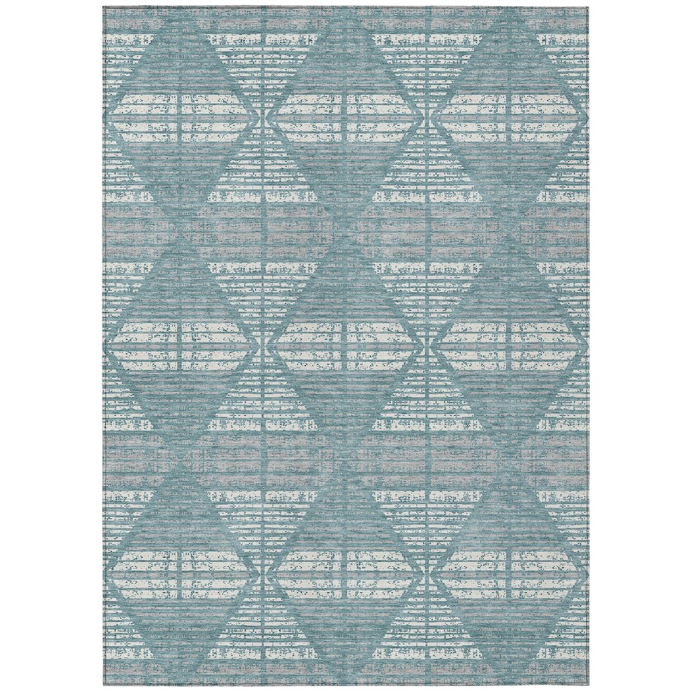 Machine Washable Indoor/Outdoor Chantille ACN2672 Teal 9' x 12' Rug. Picture 1