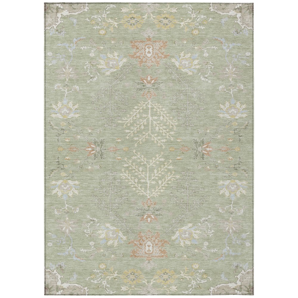 Machine Washable Indoor/Outdoor Chantille ACN2676 Green 9' x 12' Rug. Picture 1