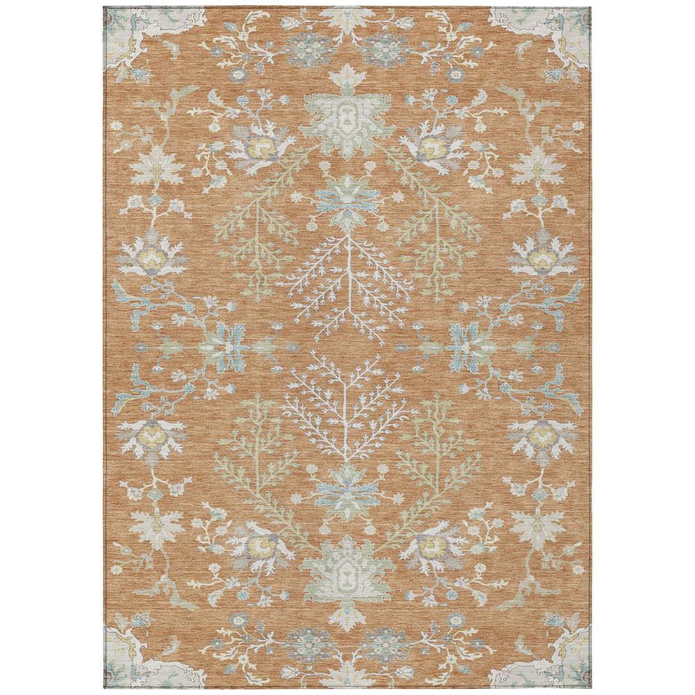Machine Washable Indoor/Outdoor Chantille ACN2676 Orange 9' x 12' Rug. Picture 1