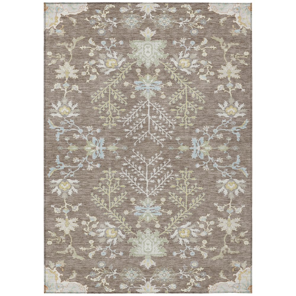 Machine Washable Indoor/Outdoor Chantille ACN2676 Brown 9' x 12' Rug. Picture 1