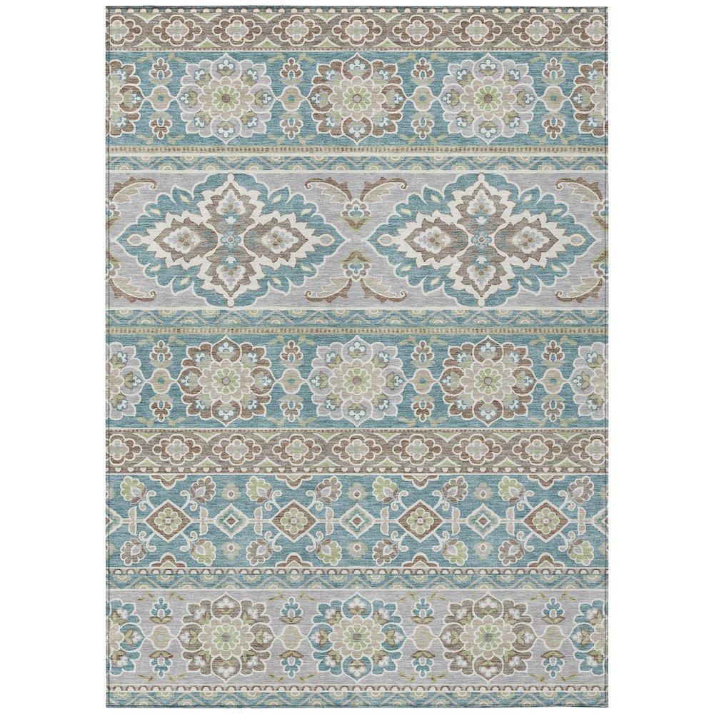 Machine Washable Indoor/Outdoor Chantille ACN2677 Teal 9' x 12' Rug. Picture 1
