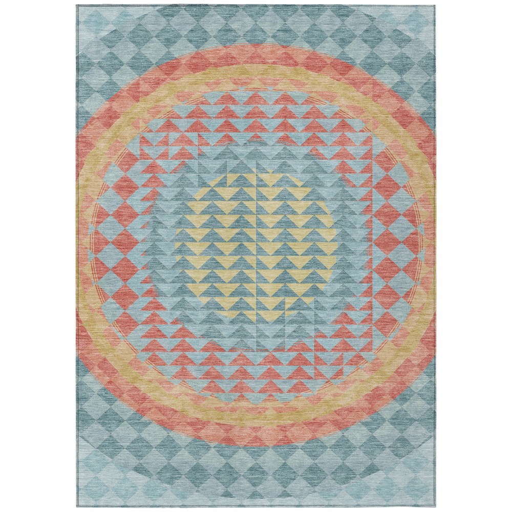 Machine Washable Indoor/Outdoor Chantille ACN2685 Teal 9' x 12' Rug. Picture 1