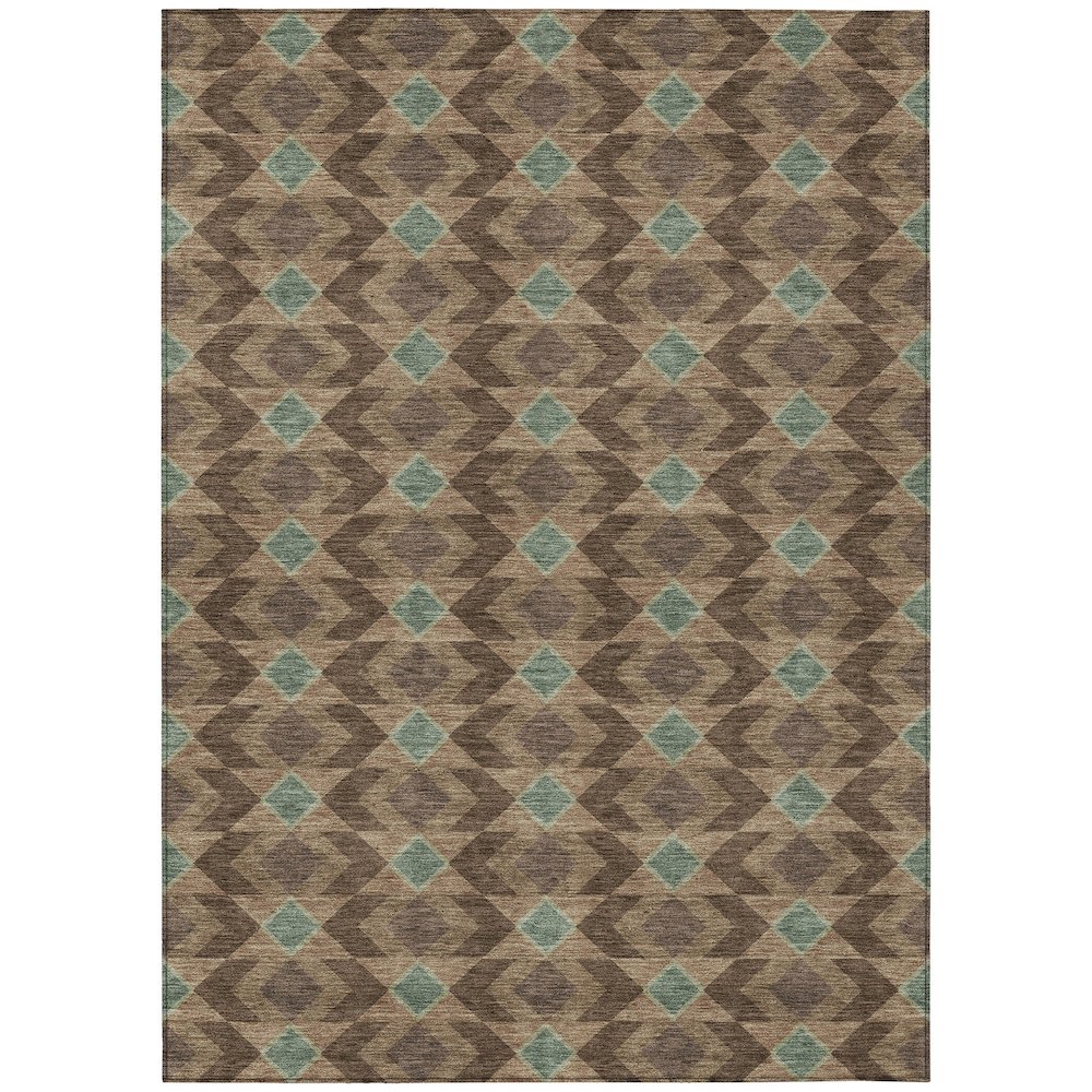 Machine Washable Indoor/Outdoor Chantille ACN2687 Brown 9' x 12' Rug. Picture 1