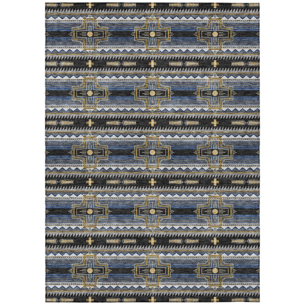 Machine Washable Indoor/Outdoor Chantille ACN2688 Black 9' x 12' Rug. Picture 1