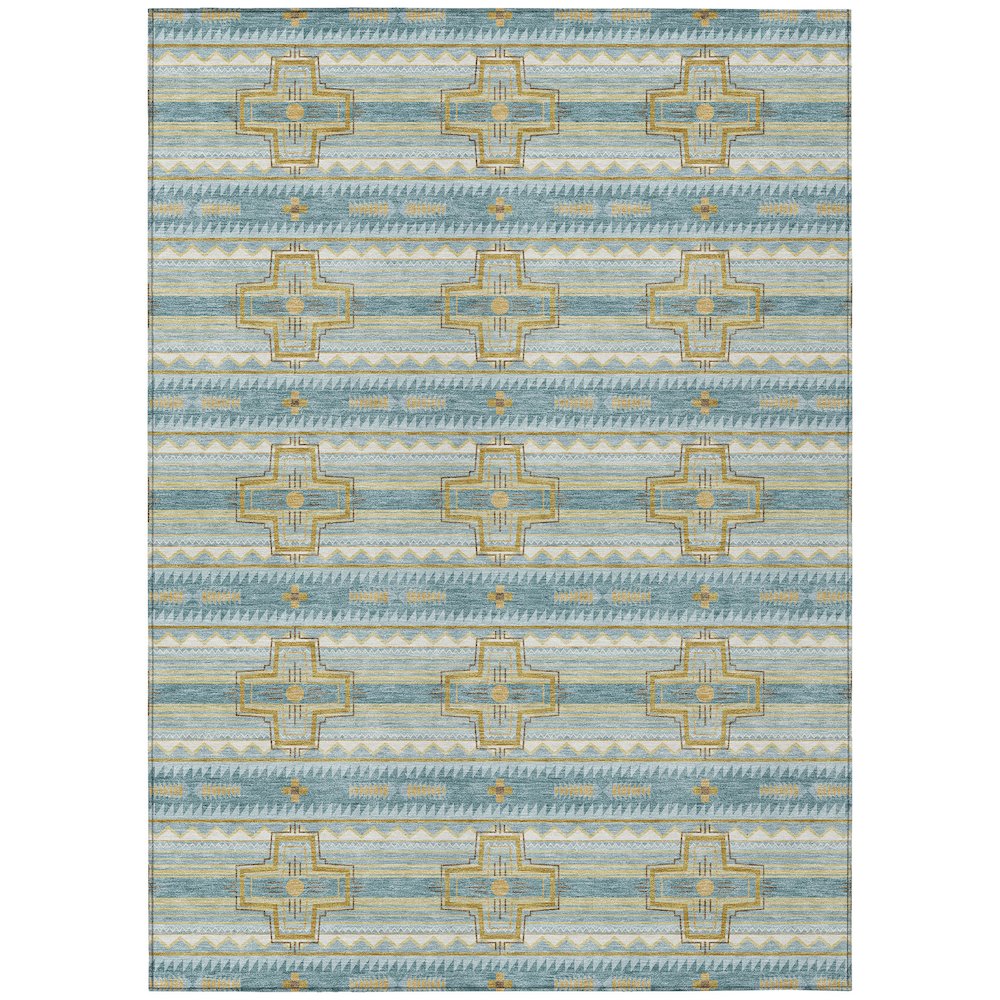 Machine Washable Indoor/Outdoor Chantille ACN2688 Teal 9' x 12' Rug. Picture 1