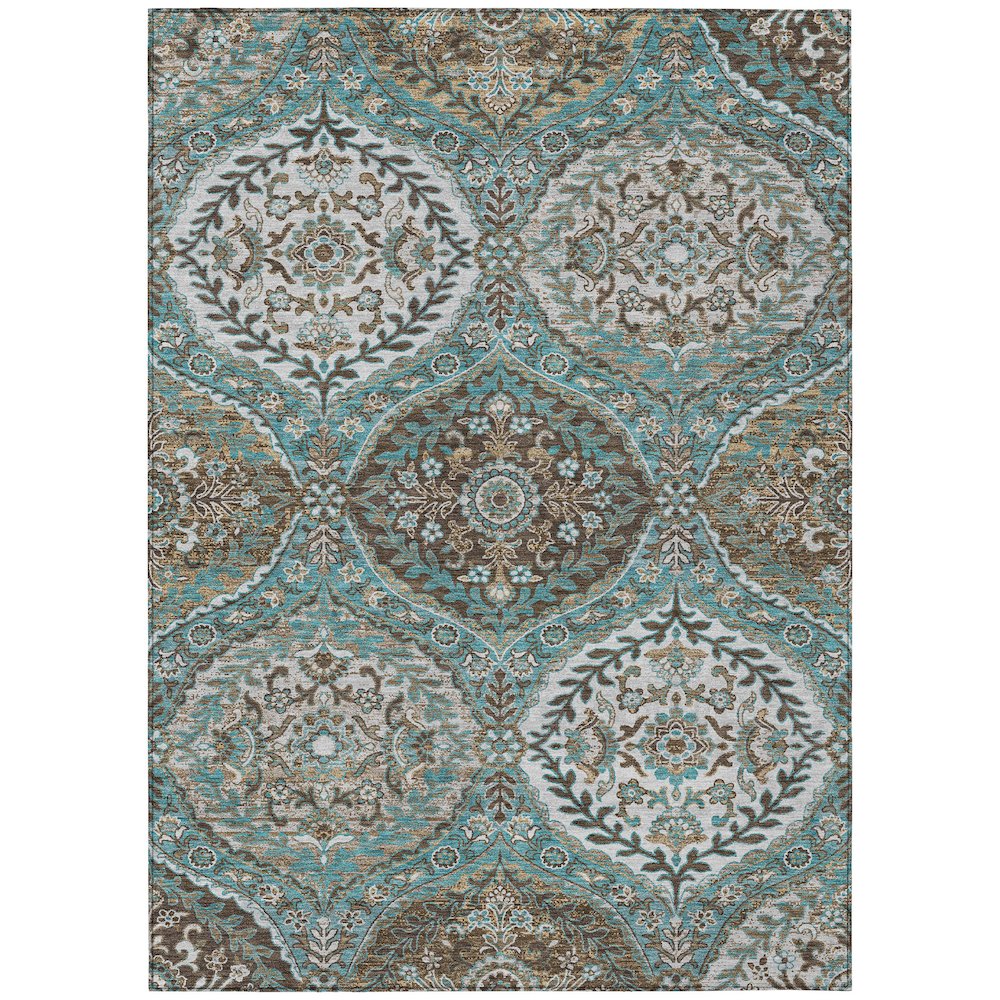 Machine Washable Indoor/Outdoor Chantille ACN2698 Teal 9' x 12' Rug. Picture 1