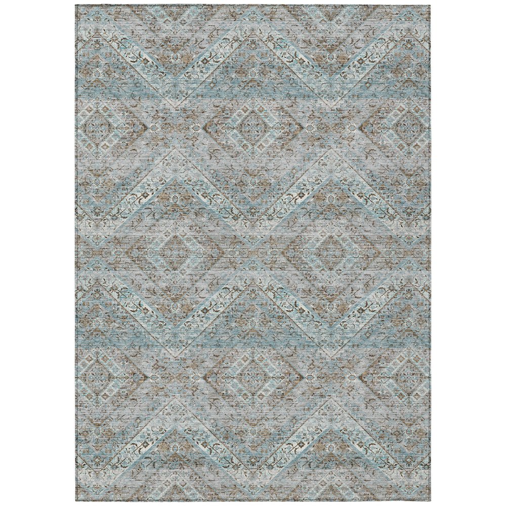 Machine Washable Indoor/Outdoor Chantille ACN2699 Teal 9' x 12' Rug. Picture 1