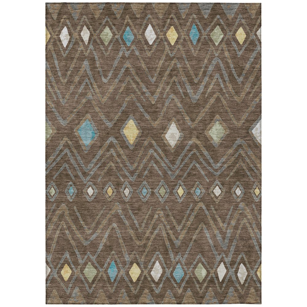Machine Washable Indoor/Outdoor Chantille ACN2702 Brown 9' x 12' Rug. Picture 1