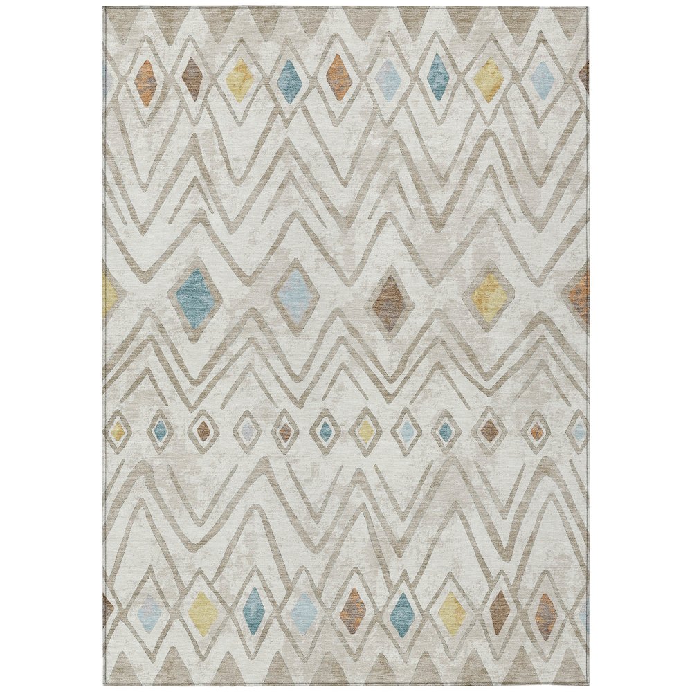 Machine Washable Indoor/Outdoor Chantille ACN2702 Ivory 9' x 12' Rug. Picture 1
