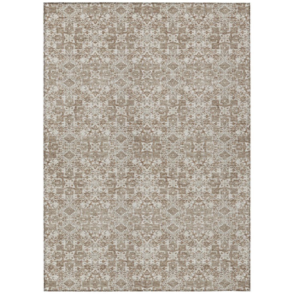 Machine Washable Indoor/Outdoor Chantille ACN2705 Brown 9' x 12' Rug. Picture 1