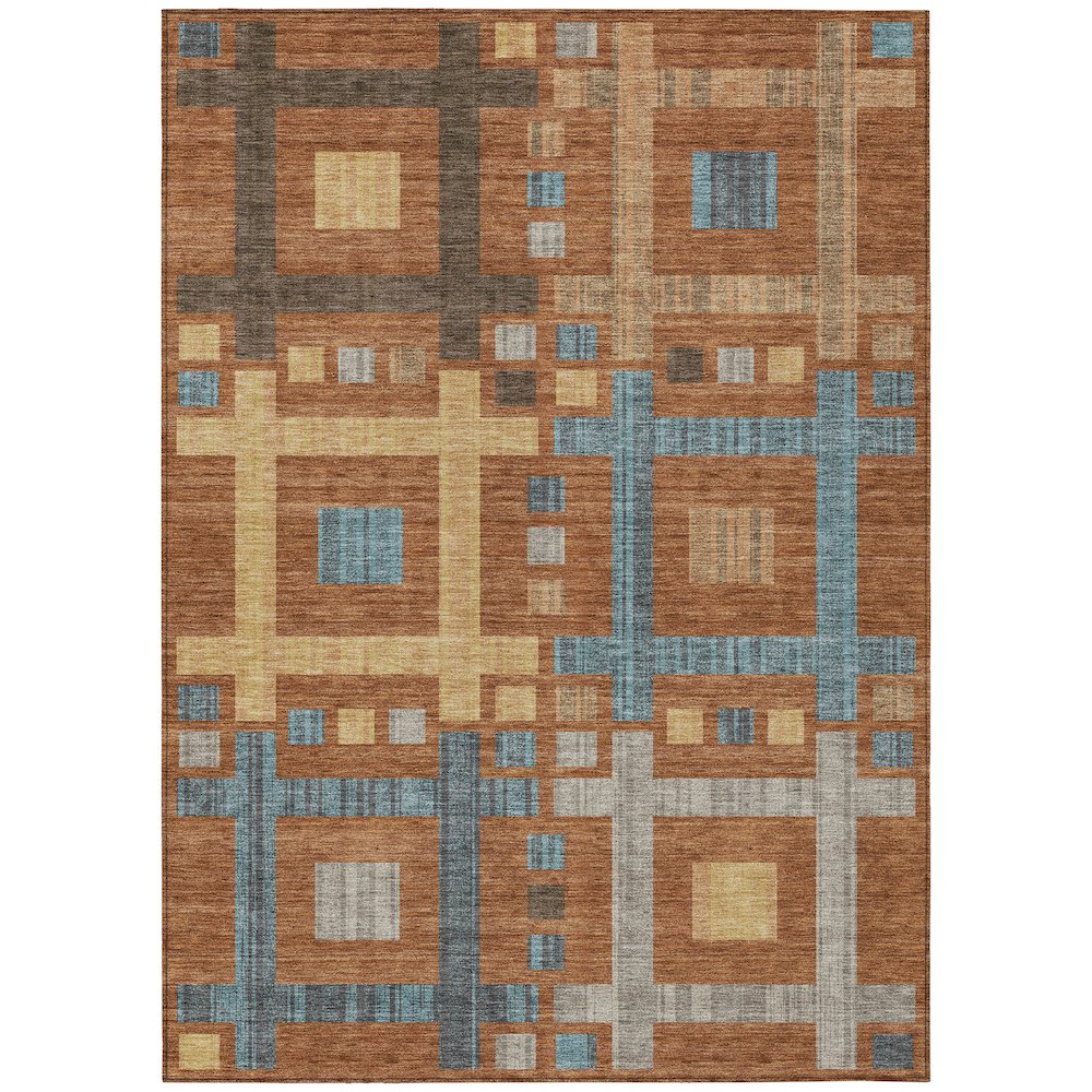 Machine Washable Indoor/Outdoor Chantille ACN2708 Orange 9' x 12' Rug. Picture 1