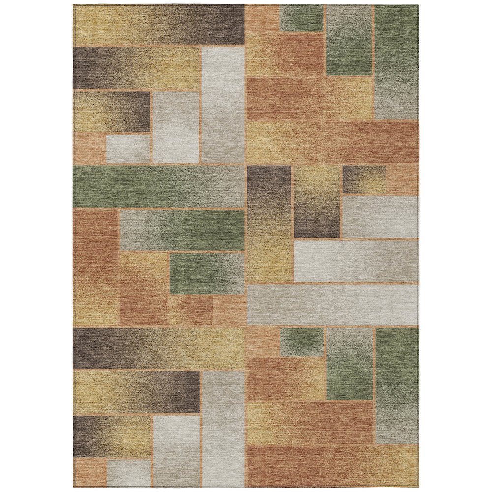 Machine Washable Indoor/Outdoor Chantille ACN2709 Orange 9' x 12' Rug. Picture 1