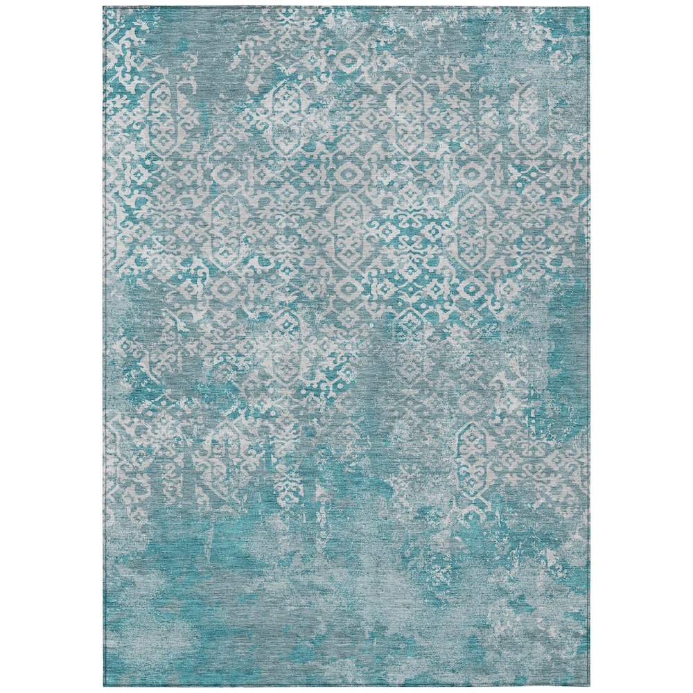 Machine Washable Indoor/Outdoor Chantille ACN2713 Teal 9' x 12' Rug. Picture 1