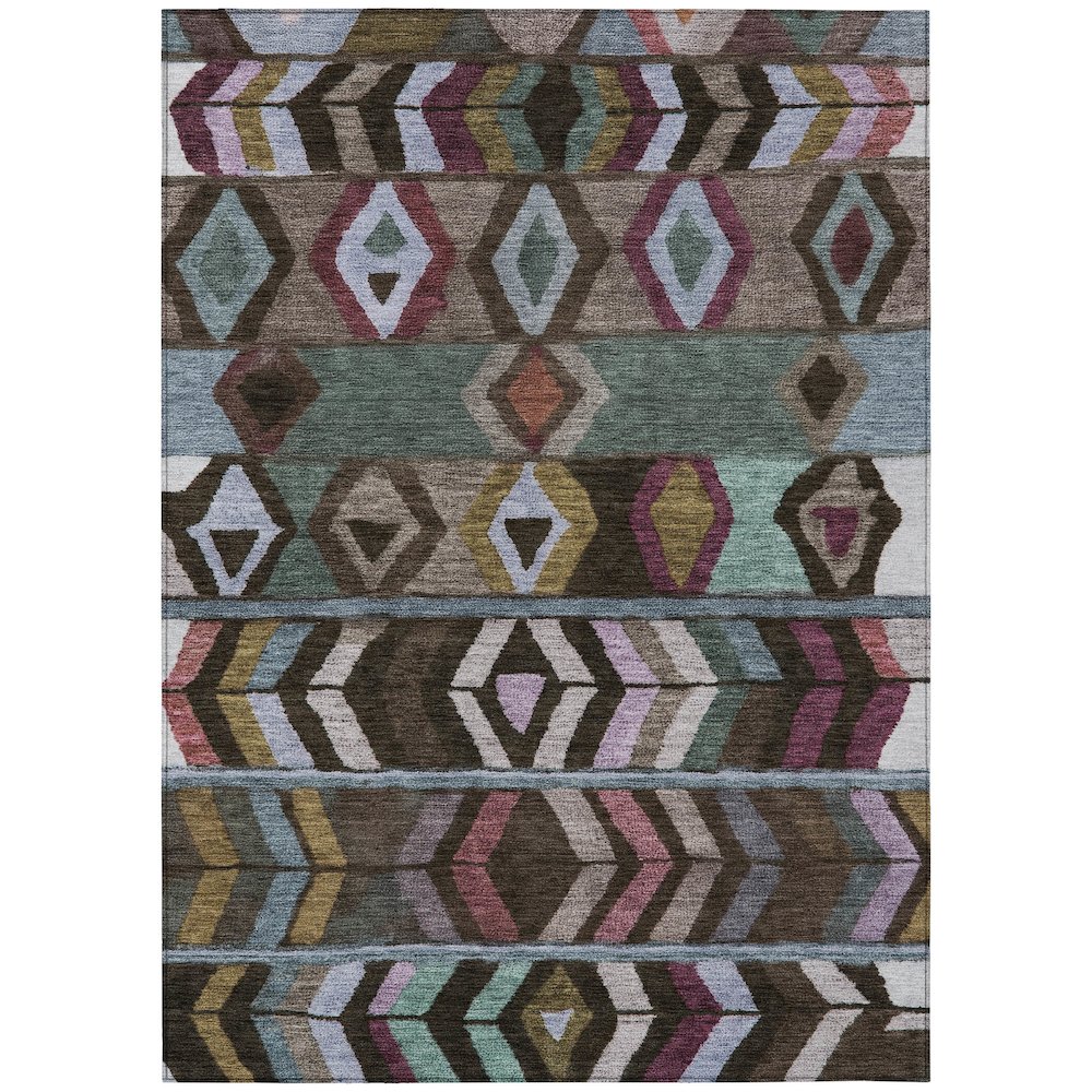 Machine Washable Indoor/Outdoor Chantille ACN2721 Brown 10' x 14' Rug. Picture 1