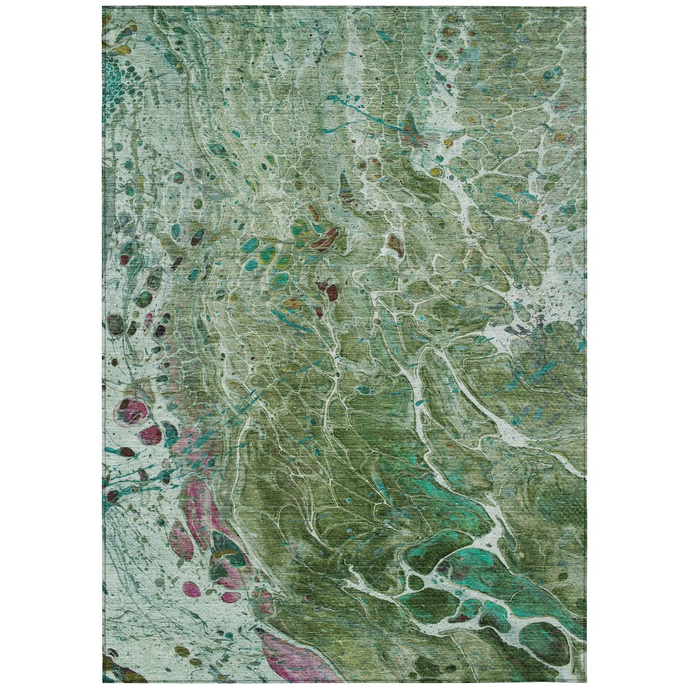 Machine Washable Indoor/Outdoor Chantille ACN2730 Green 10' x 14' Rug. Picture 1