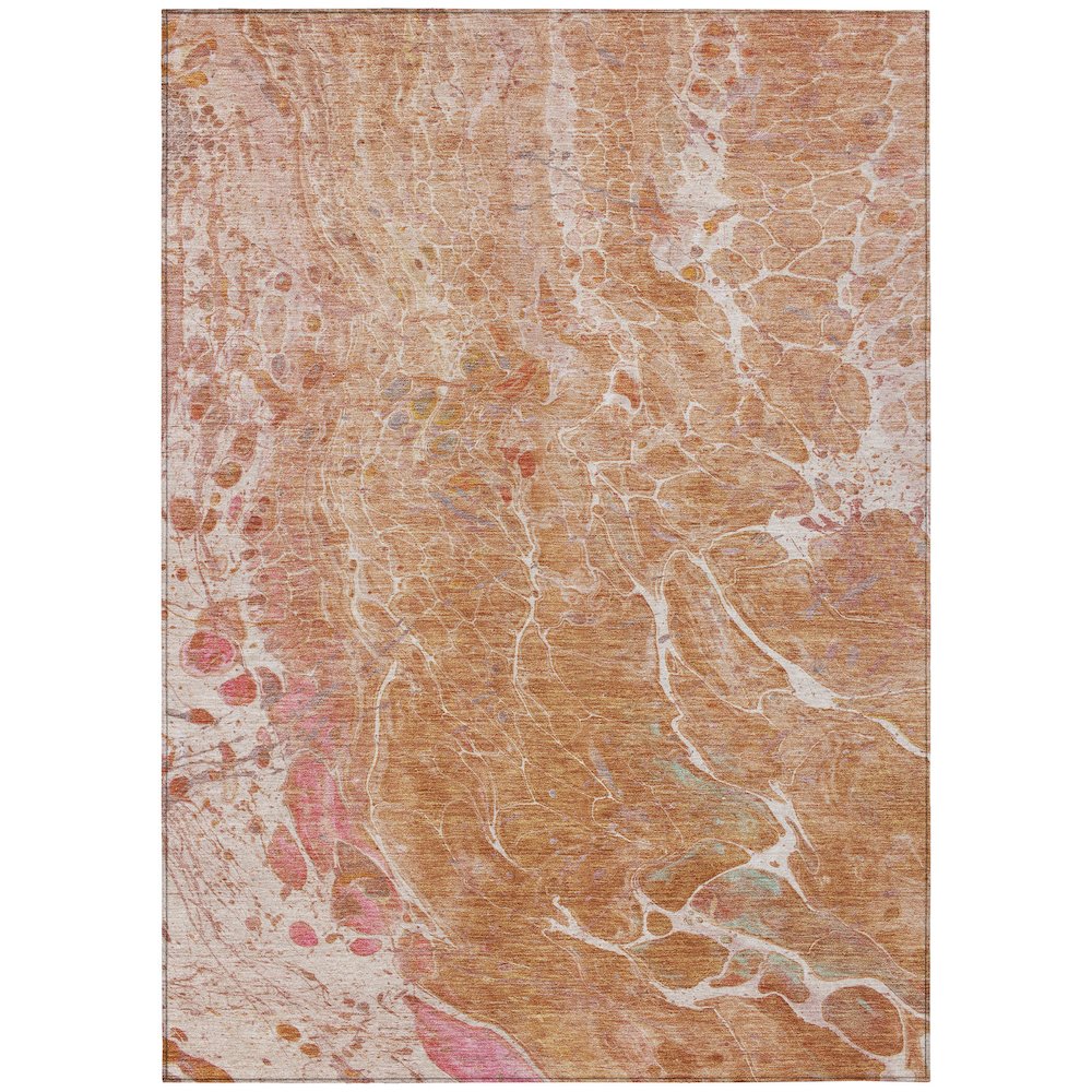 Machine Washable Indoor/Outdoor Chantille ACN2731 Orange 10' x 14' Rug. Picture 1