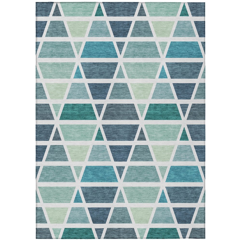 Machine Washable Indoor/Outdoor Chantille ACN2732 Teal 10' x 14' Rug. Picture 1