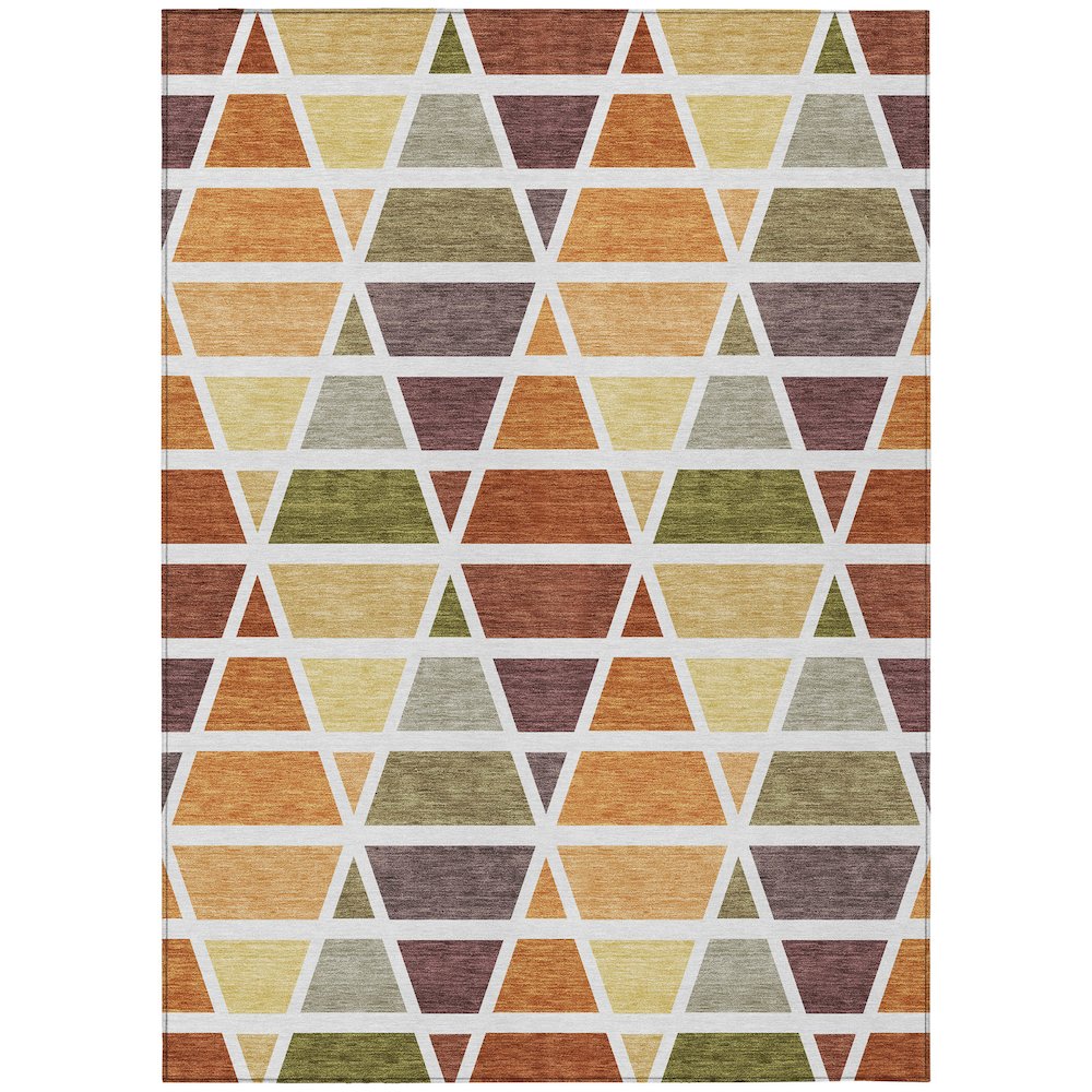 Machine Washable Indoor/Outdoor Chantille ACN2732 Orange 10' x 14' Rug. Picture 1