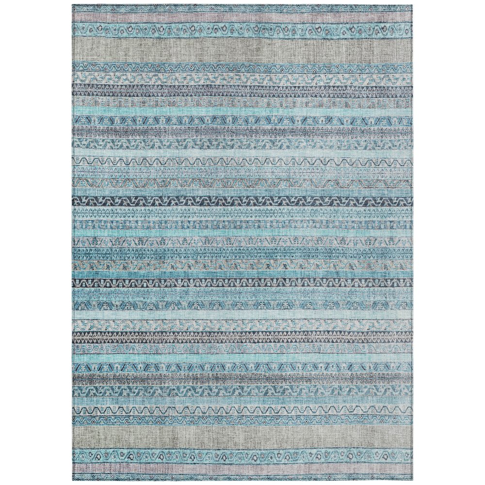 Machine Washable Indoor/Outdoor Chantille ACN2742 Teal 10' x 14' Rug. Picture 1