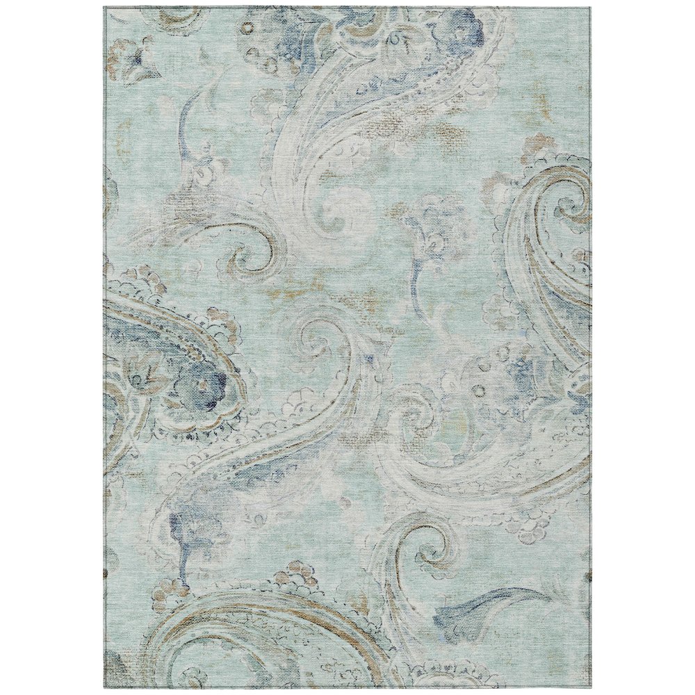 Machine Washable Indoor/Outdoor Chantille ACN2747 Teal 10' x 14' Rug. Picture 1