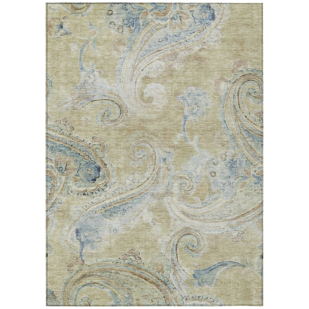 Machine Washable Indoor/Outdoor Chantille ACN2748 Gold 10' x 14' Rug. Picture 1