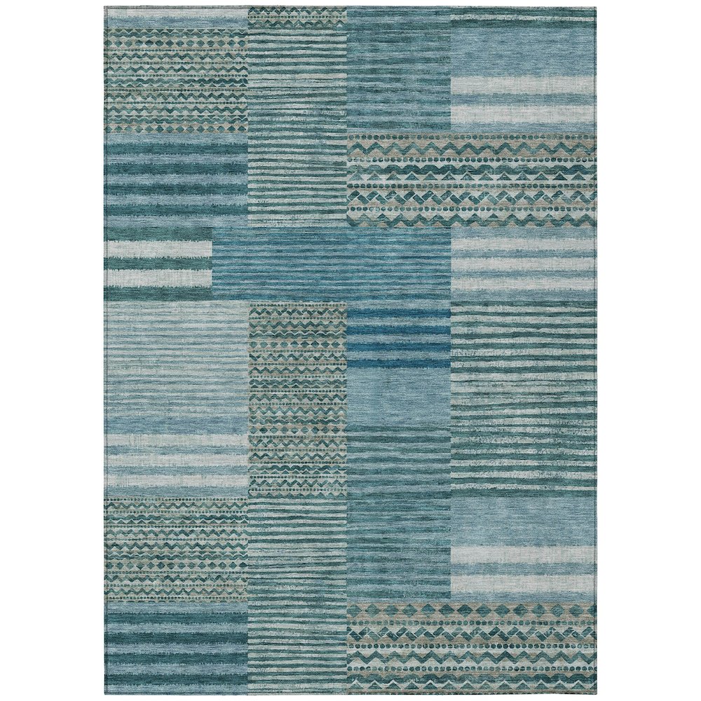 Machine Washable Indoor/Outdoor Chantille ACN2749 Teal 10' x 14' Rug. Picture 1