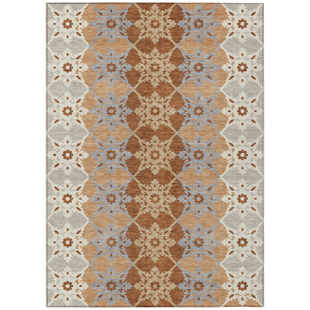 Machine Washable Indoor/Outdoor Chantille ACN2759 Orange 10' x 14' Rug. Picture 1