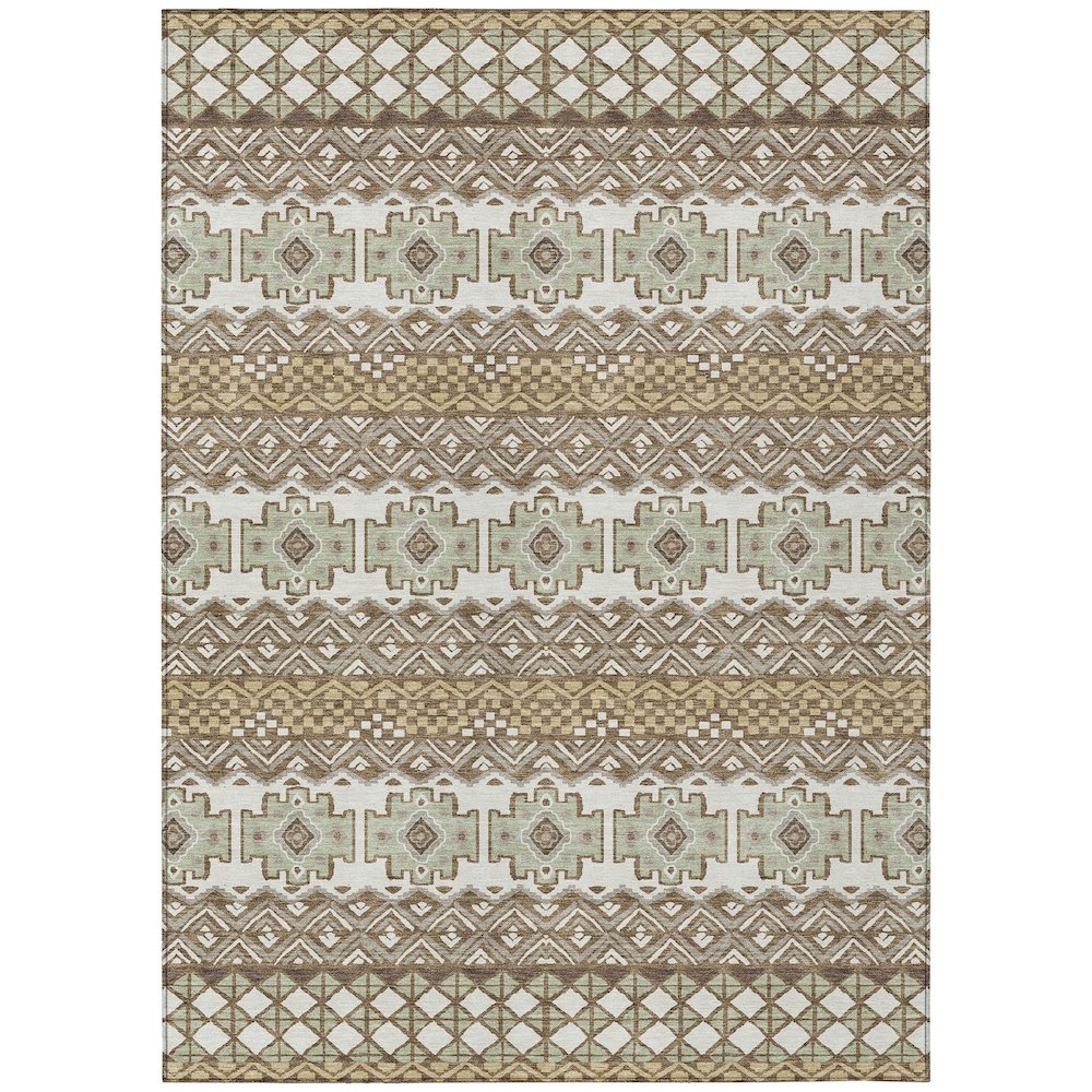 Machine Washable Indoor/Outdoor Chantille ACN2760 Brown 10' x 14' Rug. Picture 1