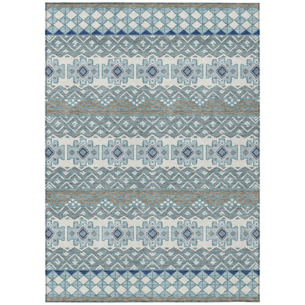 Machine Washable Indoor/Outdoor Chantille ACN2760 Teal 10' x 14' Rug. Picture 1